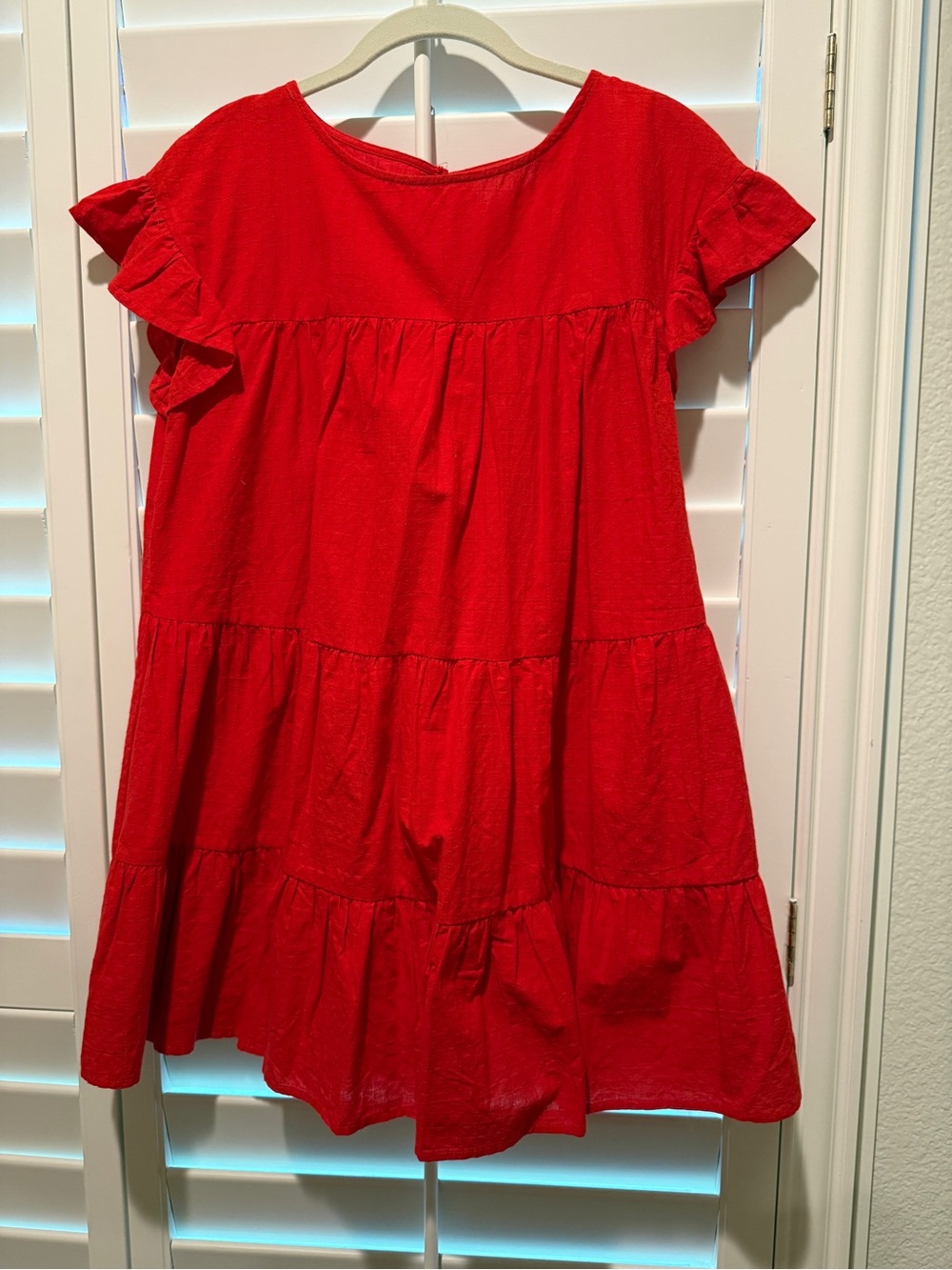 Sage Bright Red Tiered Ruffle Kids Dress